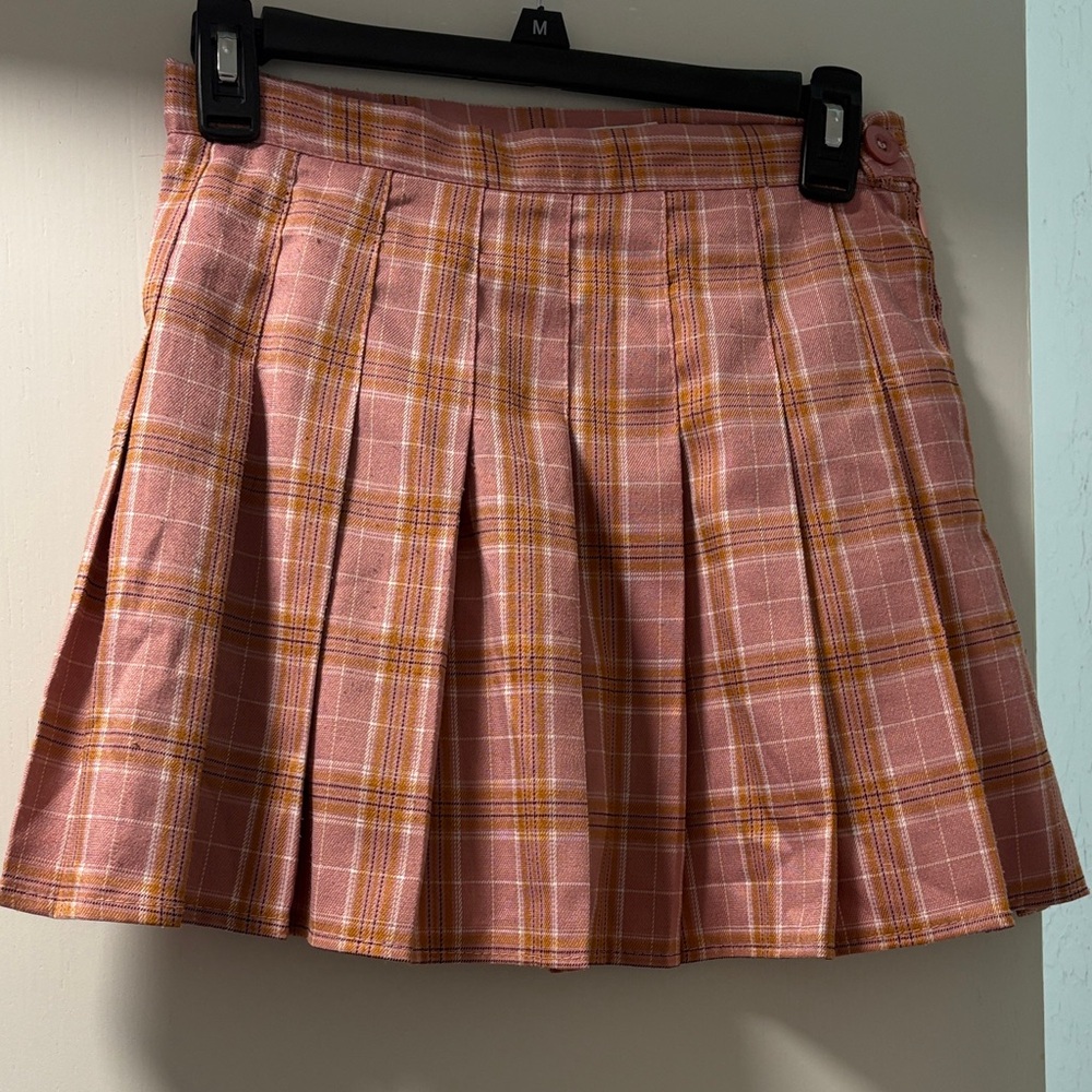 Plaid Pink and Orange Women's Skirt yestyle